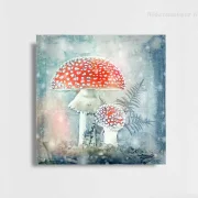 Fliegenpilze, Wandbild als Leinwanddruck im Landhausstil, Shabby-Chic, Vintage Style günstig kaufen