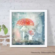 Fliegenpilze, Wandbild als Kunstdruck im Landhausstil, Shabby-Chic, Vintage Style günstig kaufen