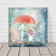 Fliegenpilze, Wandbild als Leinwanddruck im Landhausstil, Shabby-Chic, Vintage Style günstig kaufen