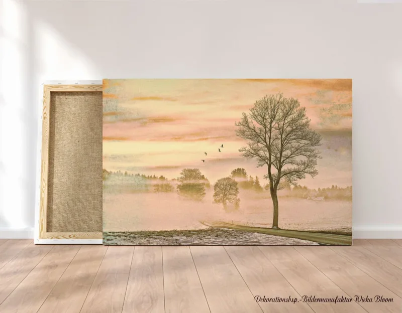 Wandbild landschaft im Nebel im Shabby Chic, Landhausstil als Leinwandbild günstig kaufen
