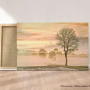 Wandbild landschaft im Nebel im Shabby Chic, Landhausstil als Leinwandbild günstig kaufen