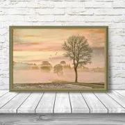 Wandbild landschaft im Nebel im Shabby Chic, Landhausstil als Kunstdruck günstig kaufen