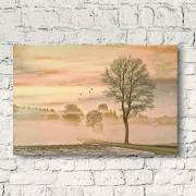 Wandbild landschaft im Nebel im Shabby Chic, Landhausstil als Leinwandbild günstig kaufen