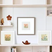 Blumenwiese, Miniatur Aquarelbilder, Kunstrucke im minimalischen Stil, Dekorationsbsp.