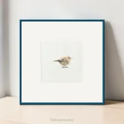 Wintergoldhähnchen - Aquarell, Miniatur Kunstdruck auf Büttenpapier