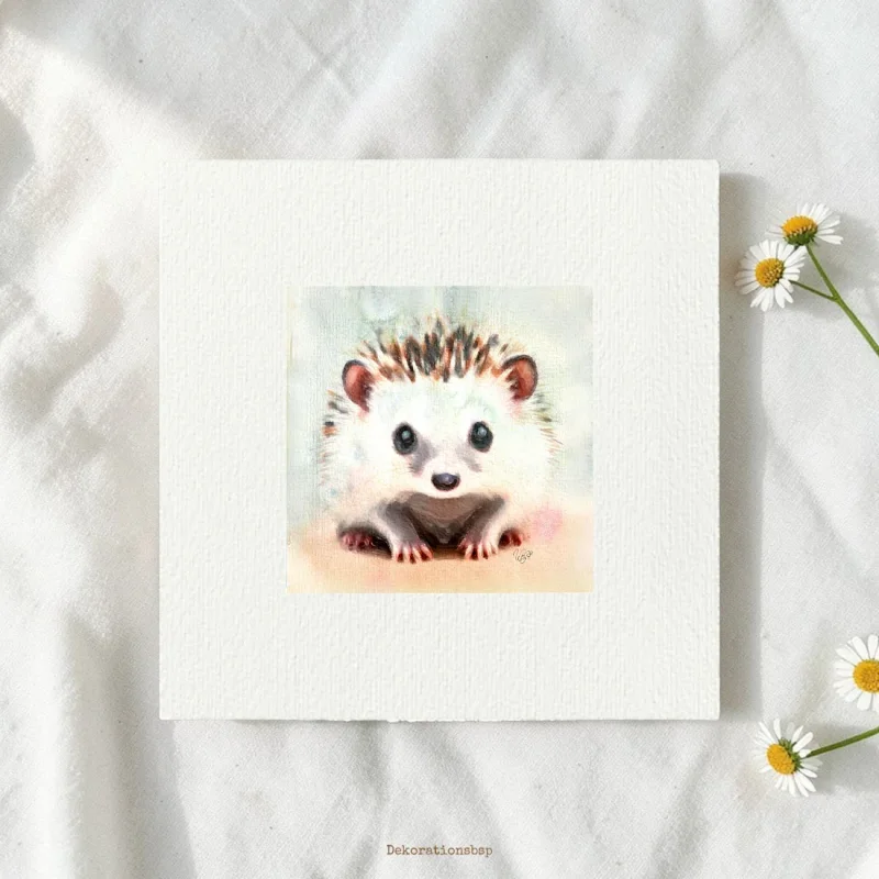 Miniatur,Igel,  Miniatur, Minibild, Kunstdruck nach handgemaltem Aquarell