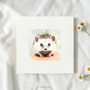 Miniatur,Igel,  Miniatur, Minibild, Kunstdruck nach handgemaltem Aquarell