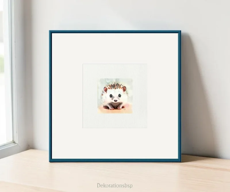 Miniatur,Igel,  Miniatur, Minibild, Kunstdruck nach handgemaltem Aquarell