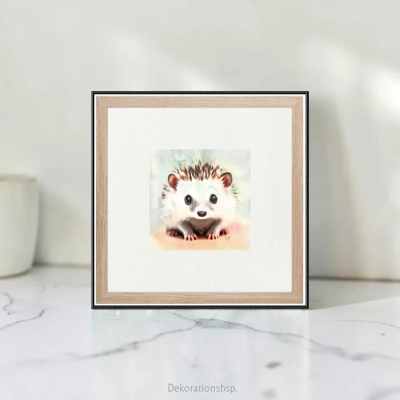 Miniatur,Igel,  Miniatur, Minibild, Kunstdruck nach handgemaltem Aquarell
