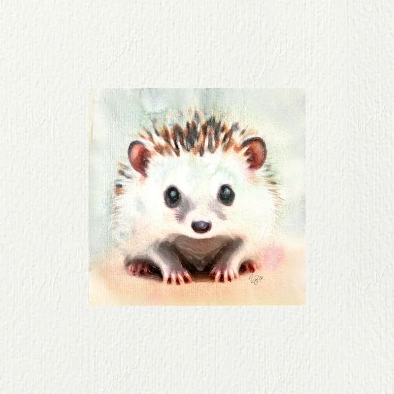 Miniatur,Igel,  Miniatur, Minibild, Kunstdruck nach handgemaltem Aquarell