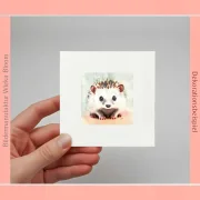 Miniatur,Igel,  Miniatur, Minibild, Kunstdruck nach handgemaltem Aquarell