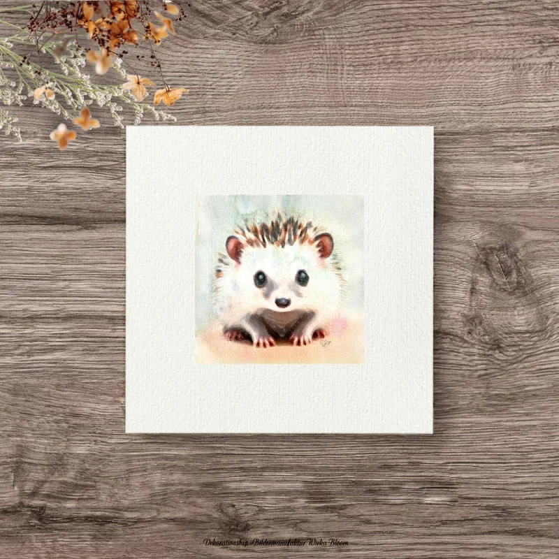 Miniatur,Igel,  Miniatur, Minibild, Kunstdruck nach handgemaltem Aquarell