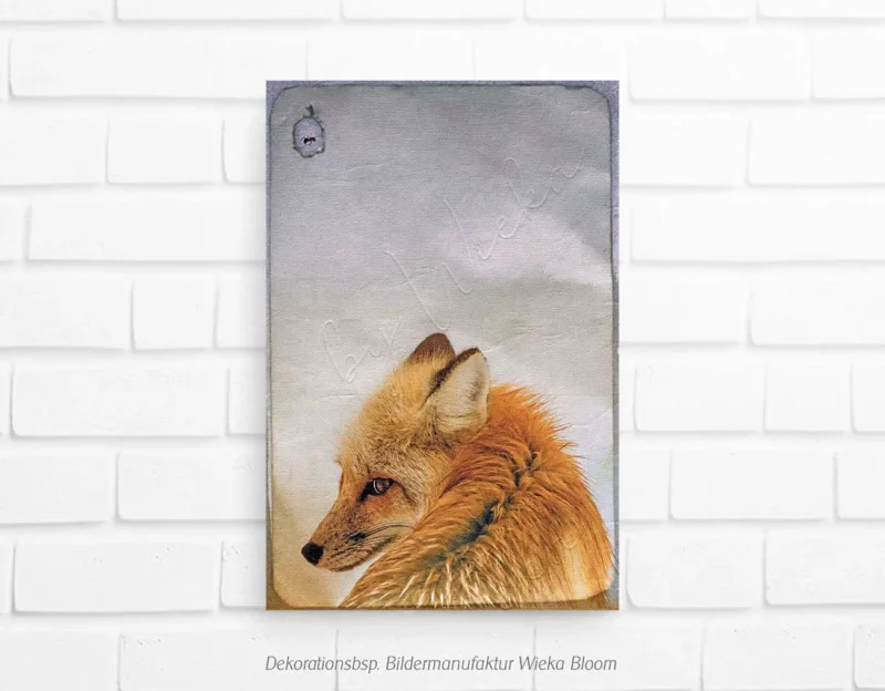 Wandbild Waldtiere - Fuchs im Shabby Chic Vintage Style, Landhausstil als Leinwandbild kaufen