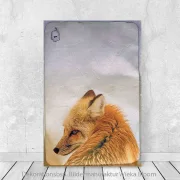 Wandbild Waldtiere - Fuchs im Shabby Chic Vintage Style, Landhausstil als Holzdruck kaufen
