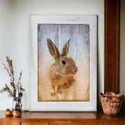 Wandbild Waldtiere - Hase im Shabby Chic Landhausstil  als Kunstdruck
