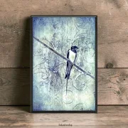 Schwalbe, Vogel, Wandbild im Shabby-Chic, Landhausstil, Vintage Style als Kunstdruck kaufen