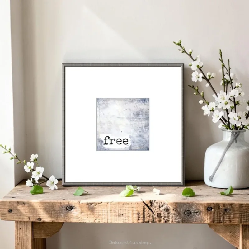 Kunstdruck, Free - Wandbild im rustikalen Shabby Chic Landhausstil  Wandbild mit Spruch im rustikalen Landhausstil: