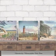 ostseebilder, darß als holzdruck im shabby chic