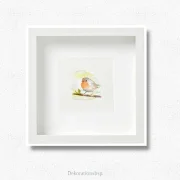 Rotkehlchen - Aquarell, Miniatur Kunstdruck auf Büttenpapier