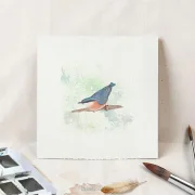 Kleiber - Aquarell, Miniatur Kunstdruck auf Büttenpapier
