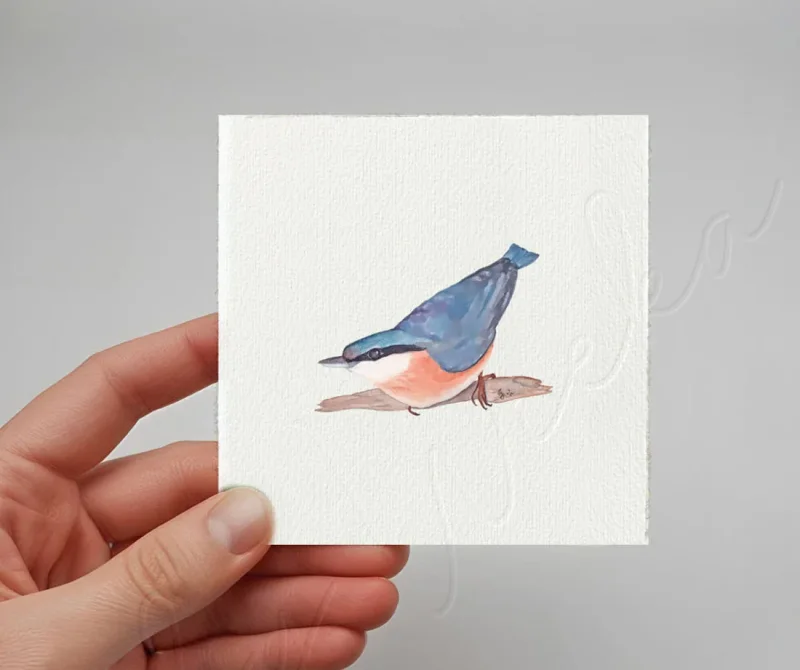 Kleiber - Aquarell, Miniatur Kunstdruck auf Büttenpapier