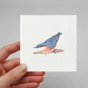 Kleiber - Aquarell, Miniatur Kunstdruck auf Büttenpapier